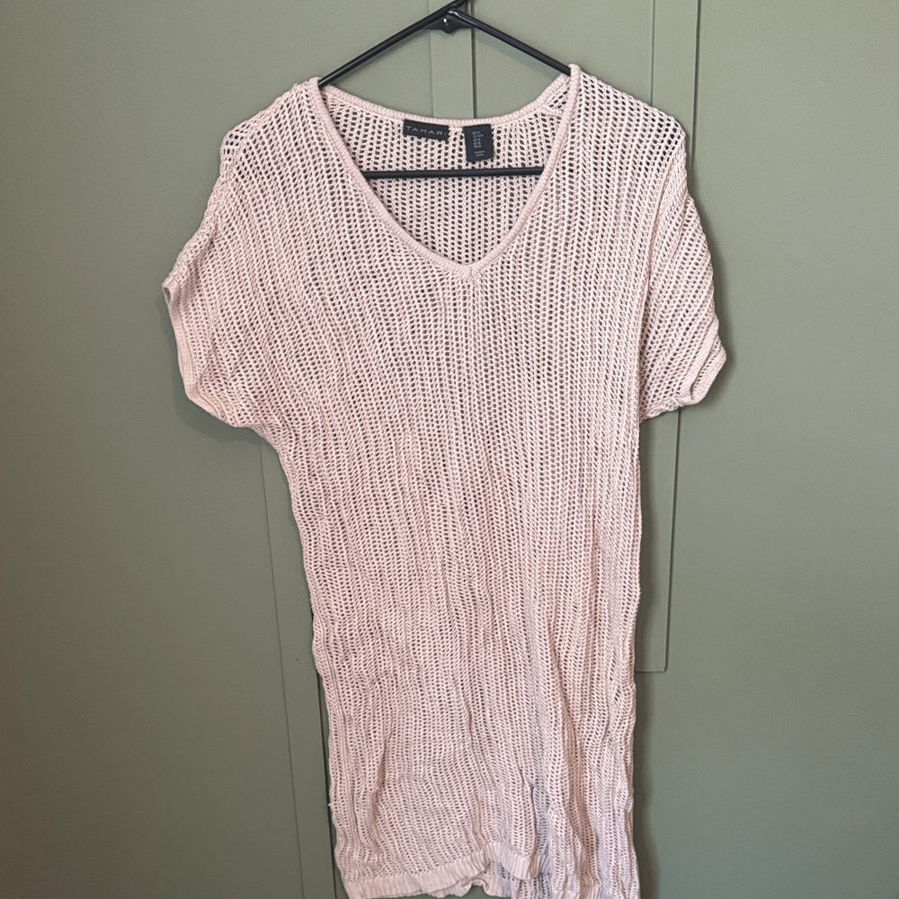 Tahari tan Knit Short Sleeve Swim cover